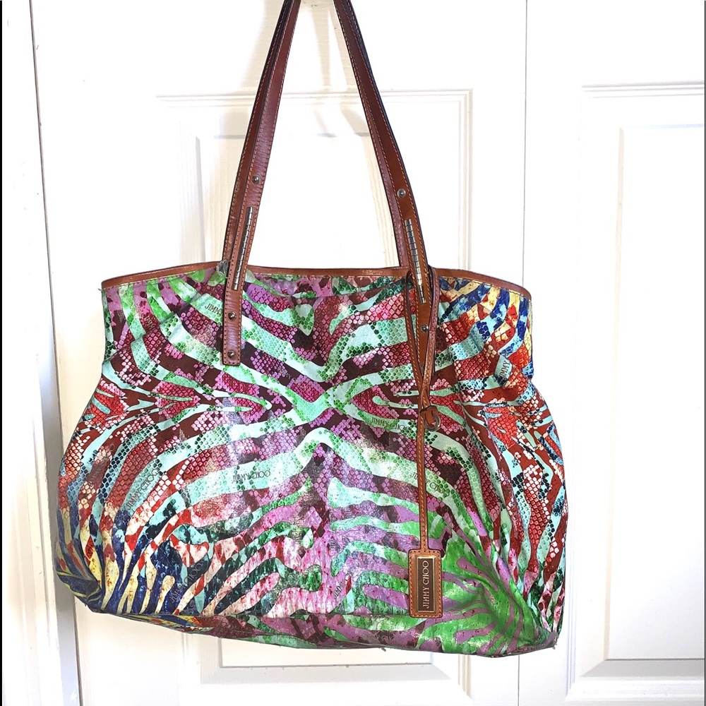 [Jimmy Choo]• glazed snakeskin print large tote